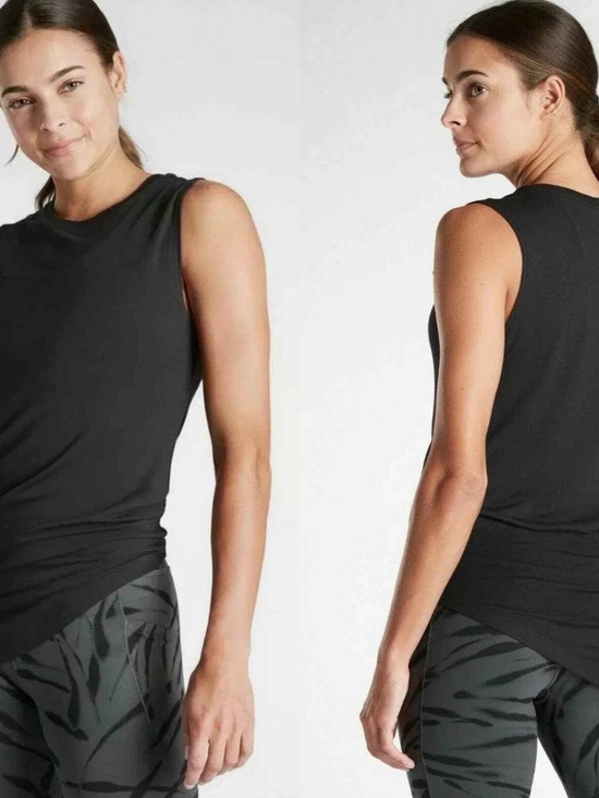 Athleta Tops - Athleta Cloudlight Restore Tank top black modal jersey uneven hem size: M